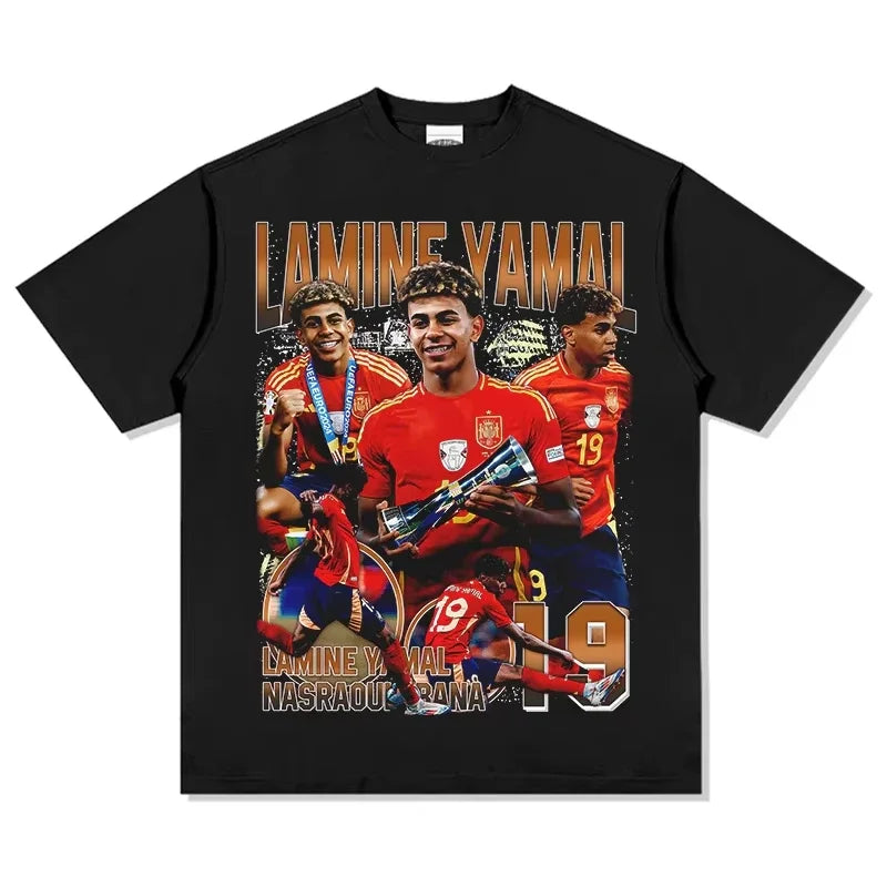 Short Sleeved Round Neck Y2k Tshirt Men Clothing New in Top & Tees Mens T-Shirt Camisetas Spanish Yamal printed Tee Shirt 71058