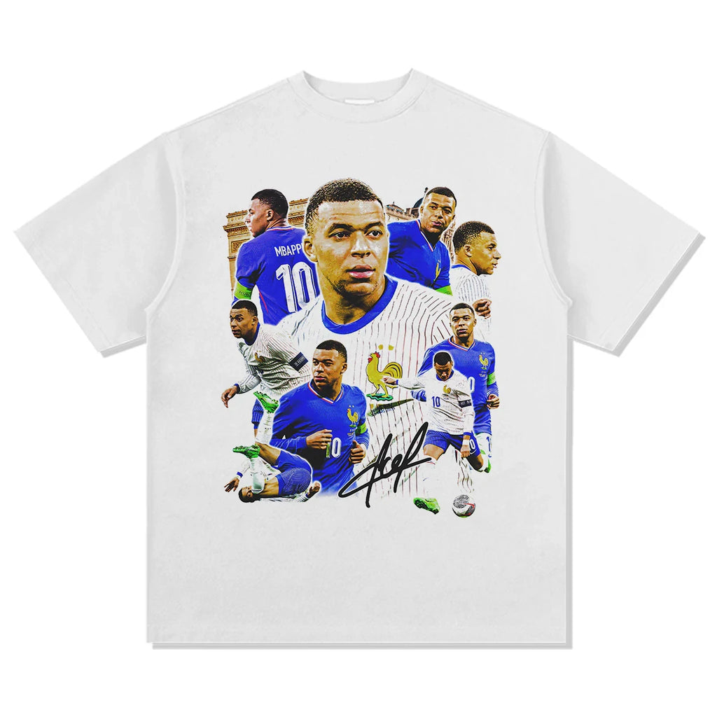 Kylian Mbappé 100%cotton men's Tshirt football France team jersey Commemorative shirt Summer Unisex oversized Short Sleeve top