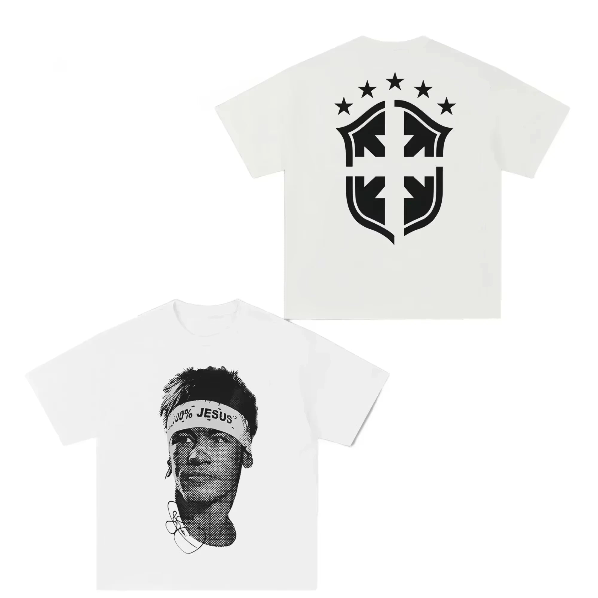 Cristiano Ronaldo Neymar Lionel Messi Football Superstar Portrait Printed Tee Men Women Cotton Loose Casual Short Sleeve Tshirt