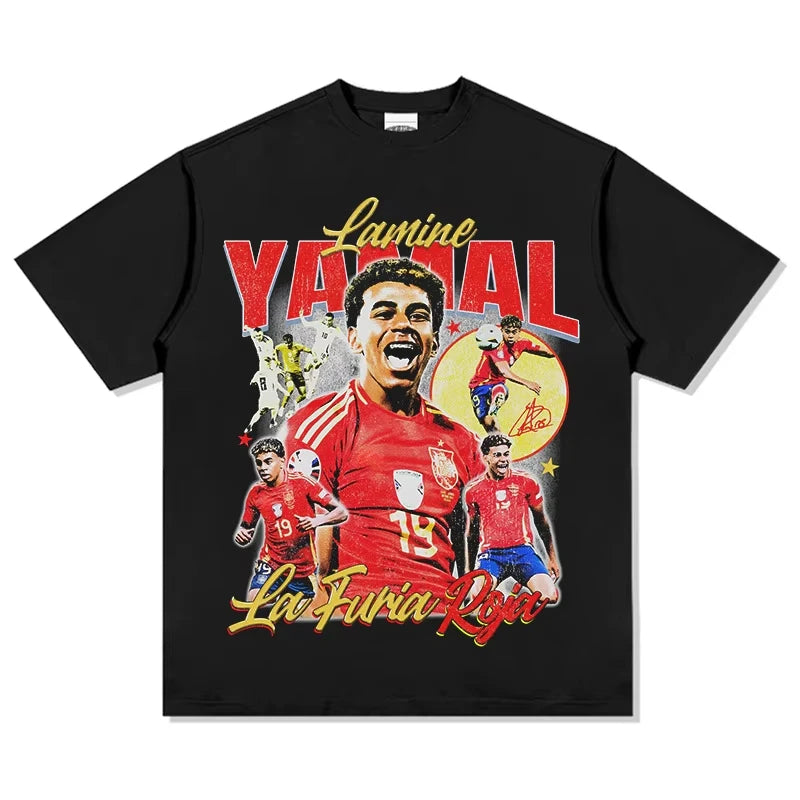 Short Sleeved Round Neck Y2k Tshirt Men Clothing New in Top & Tees Mens T-Shirt Camisetas Spanish Yamal printed Tee Shirt 71058