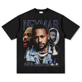 JR Neymar 100%cotton men's Tshirt football portrait jersey Commemorative shirt Summer Unisex oversized Short Sleeve shirts
