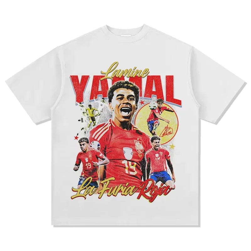 Short Sleeved Round Neck Y2k Tshirt Men Clothing New in Top & Tees Mens T-Shirt Camisetas Spanish Yamal printed Tee Shirt 71058