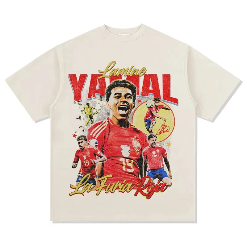 Short Sleeved Round Neck Y2k Tshirt Men Clothing New in Top & Tees Mens T-Shirt Camisetas Spanish Yamal printed Tee Shirt 71058