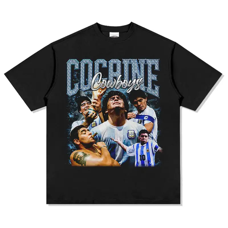Diego Maradona cotton men's football Tshirt Argentina jersey 1986 champion Commemorative shirt Summer Unisex Short Sleeve shirt