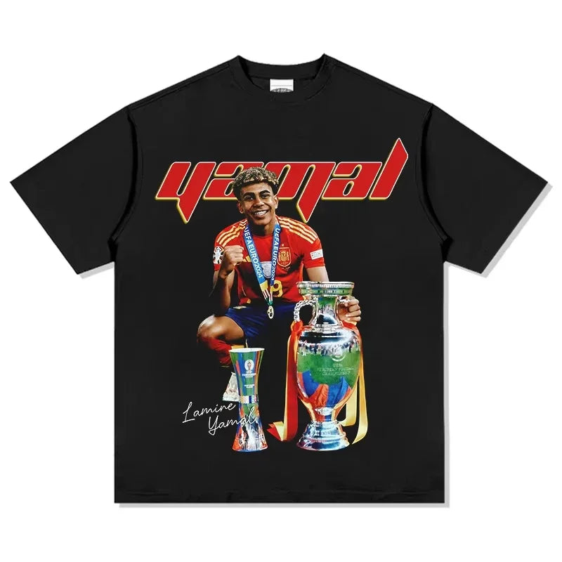 Short Sleeved Round Neck Y2k Tshirt Men Clothing New in Top & Tees Mens T-Shirt Camisetas Spanish Yamal printed Tee Shirt 71058