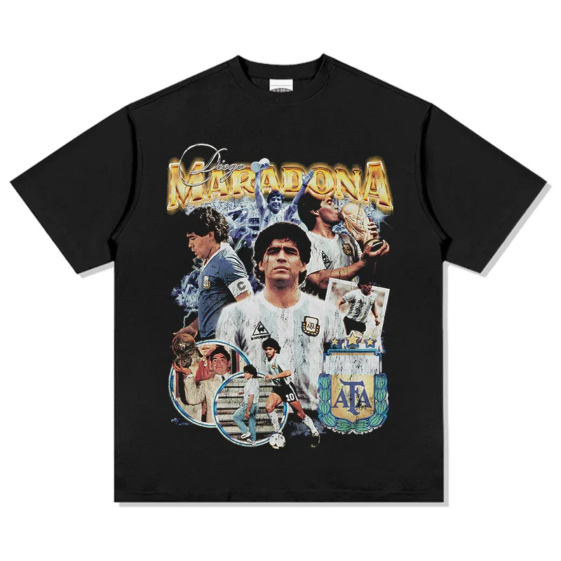 Diego Maradona cotton men's football Tshirt Argentina jersey 1986 champion Commemorative shirt Summer Unisex Short Sleeve shirt