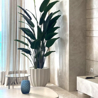 Santa Bárbara Beige Matte Planter with Paradise Bird